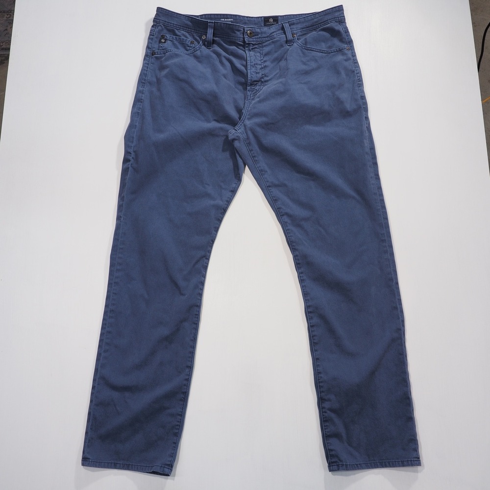 AG Adriano Goldschmied Everett Pants Mens 38x32 Slim Straight Blue Trousers